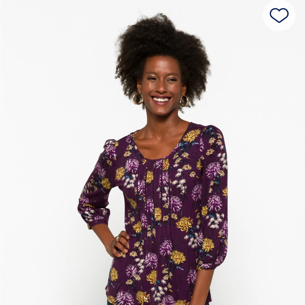 Daniel Rainn Yellow and Pink Puff Sleeve Blouse